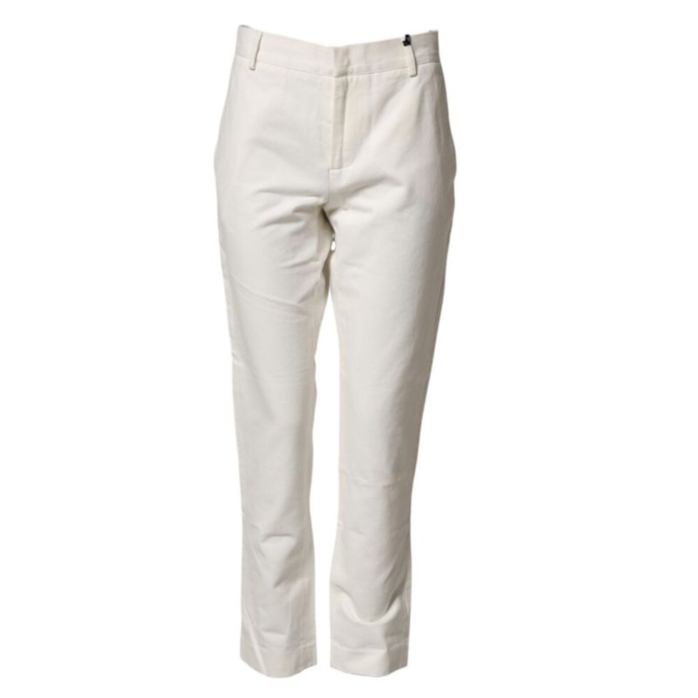 Daniele Alessandrini White Cotton Straight Chino Trouser Men's Pants